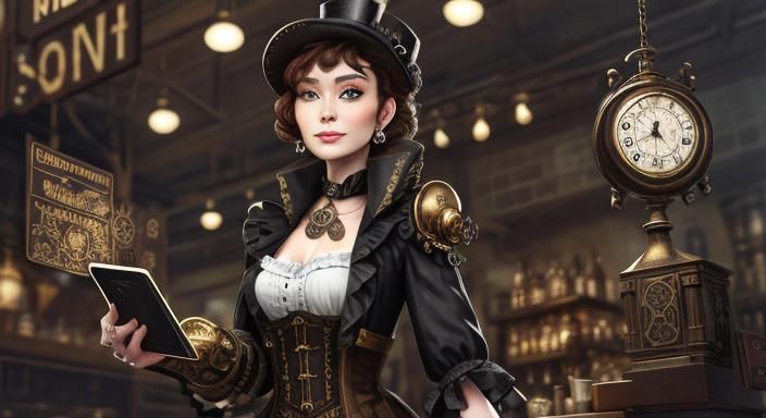 A Steampunk Engine Whirls Amidst a Whimsical Online Marketpl...