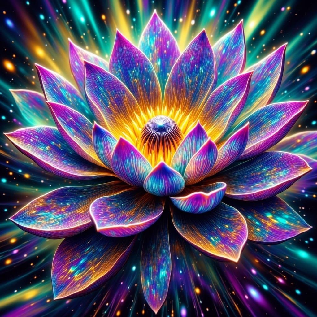 Glowing Lotus Mandala in Vibrant Oil Painting Style
