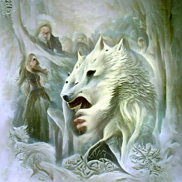 Moonlit Howl of the Arctic Pack Leader