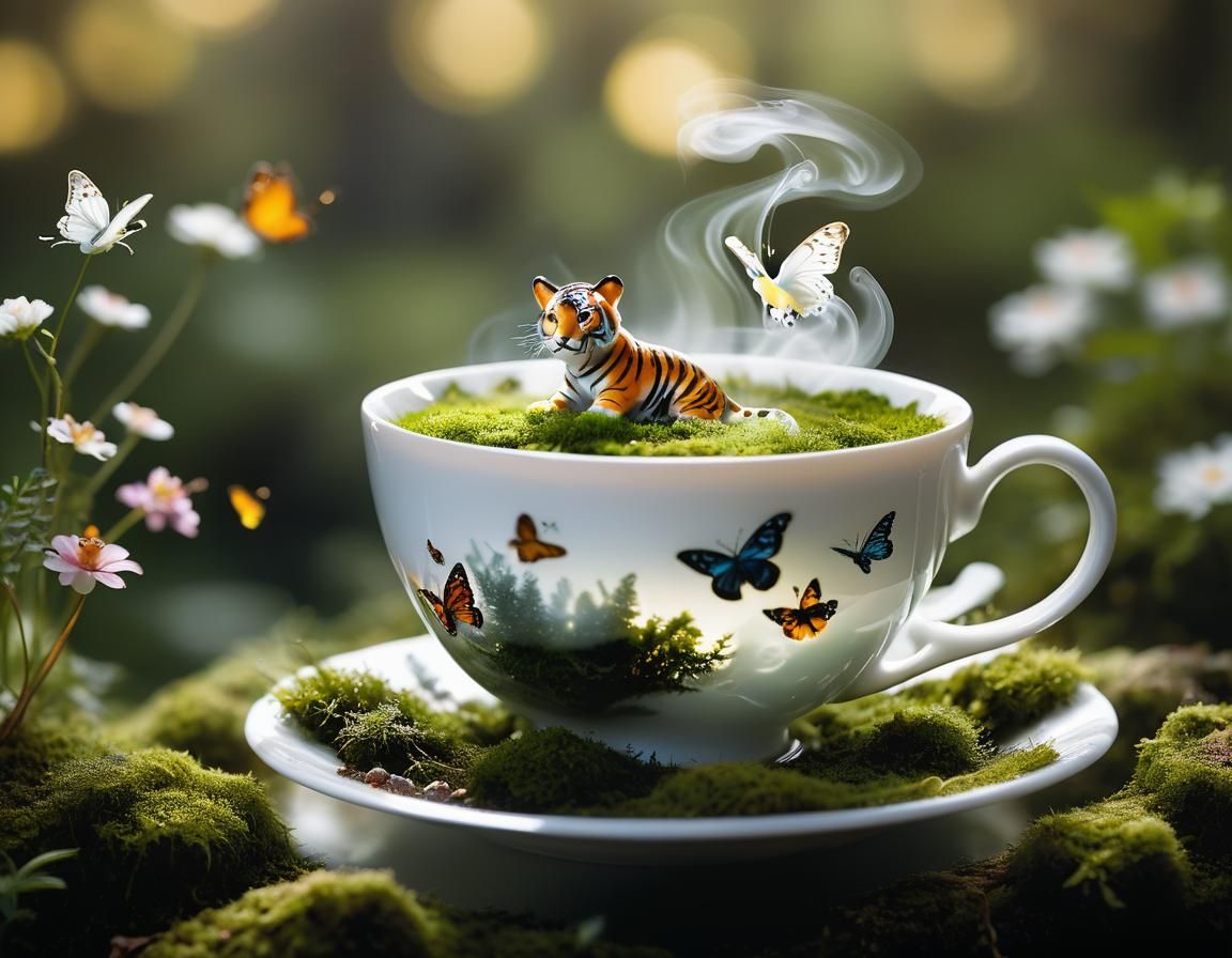 Whimsical Teacup Scene in Soft Focus