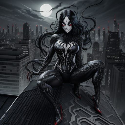Female Venom as Comic Book Splash Art