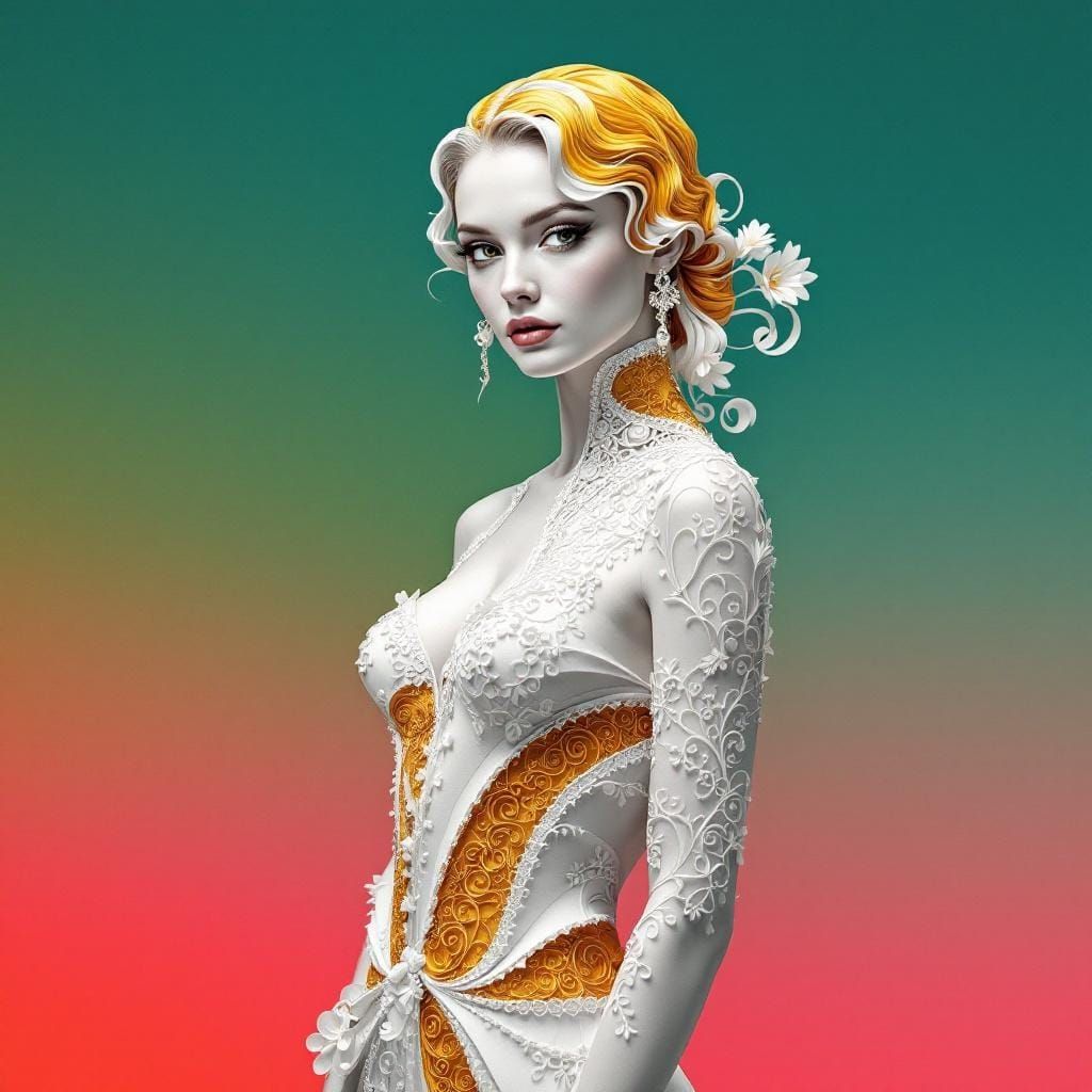 Swedish Pin-Up in Coiled Papercraft Style