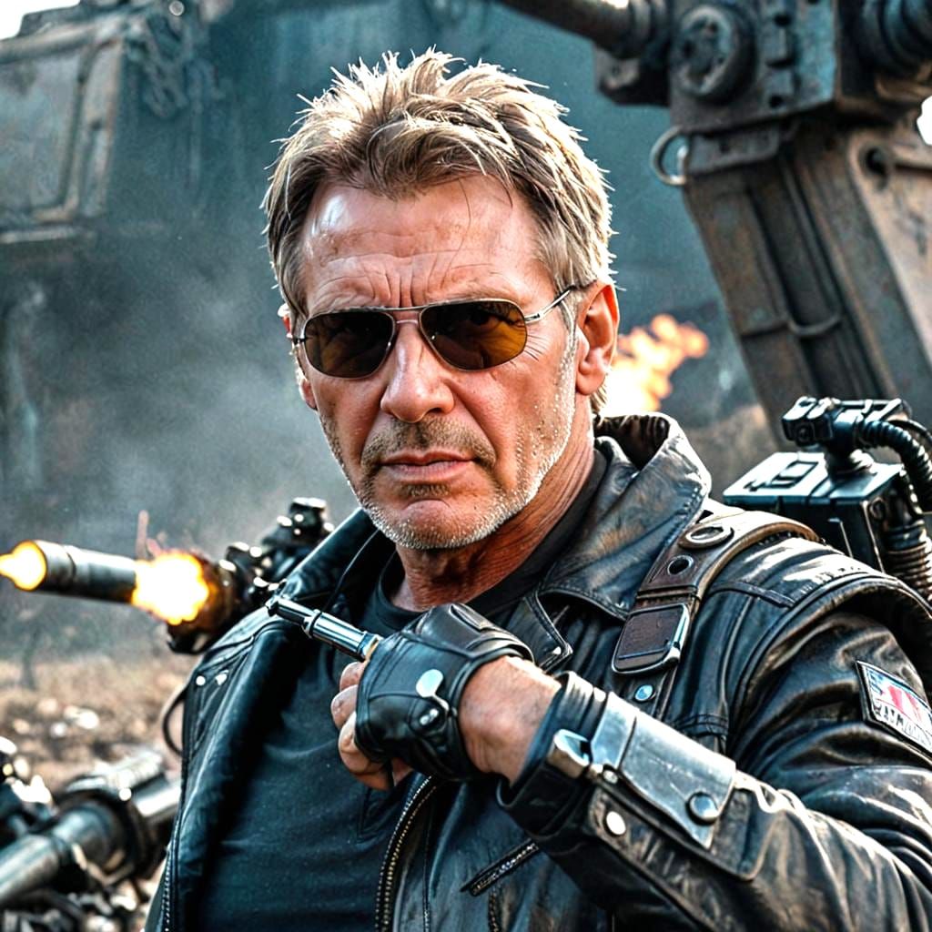 Harrison Ford as Cybernetic Terminator in Post Apocalypse Ba...