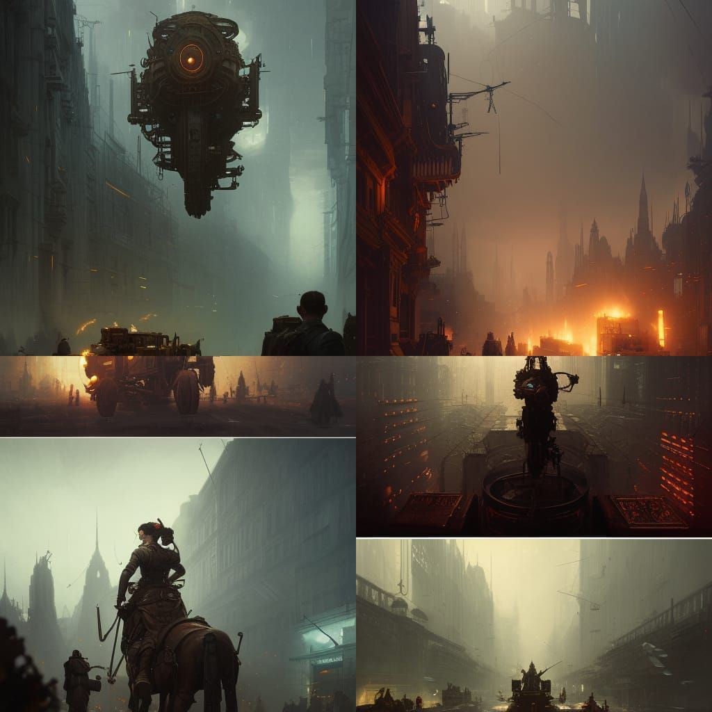 Dieselpunk Masterpiece: Dark Fantasy Art in Vibrant Hues