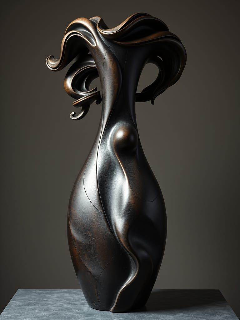 Ethereal Bronze Sculpture with Abstracted Feminine Form