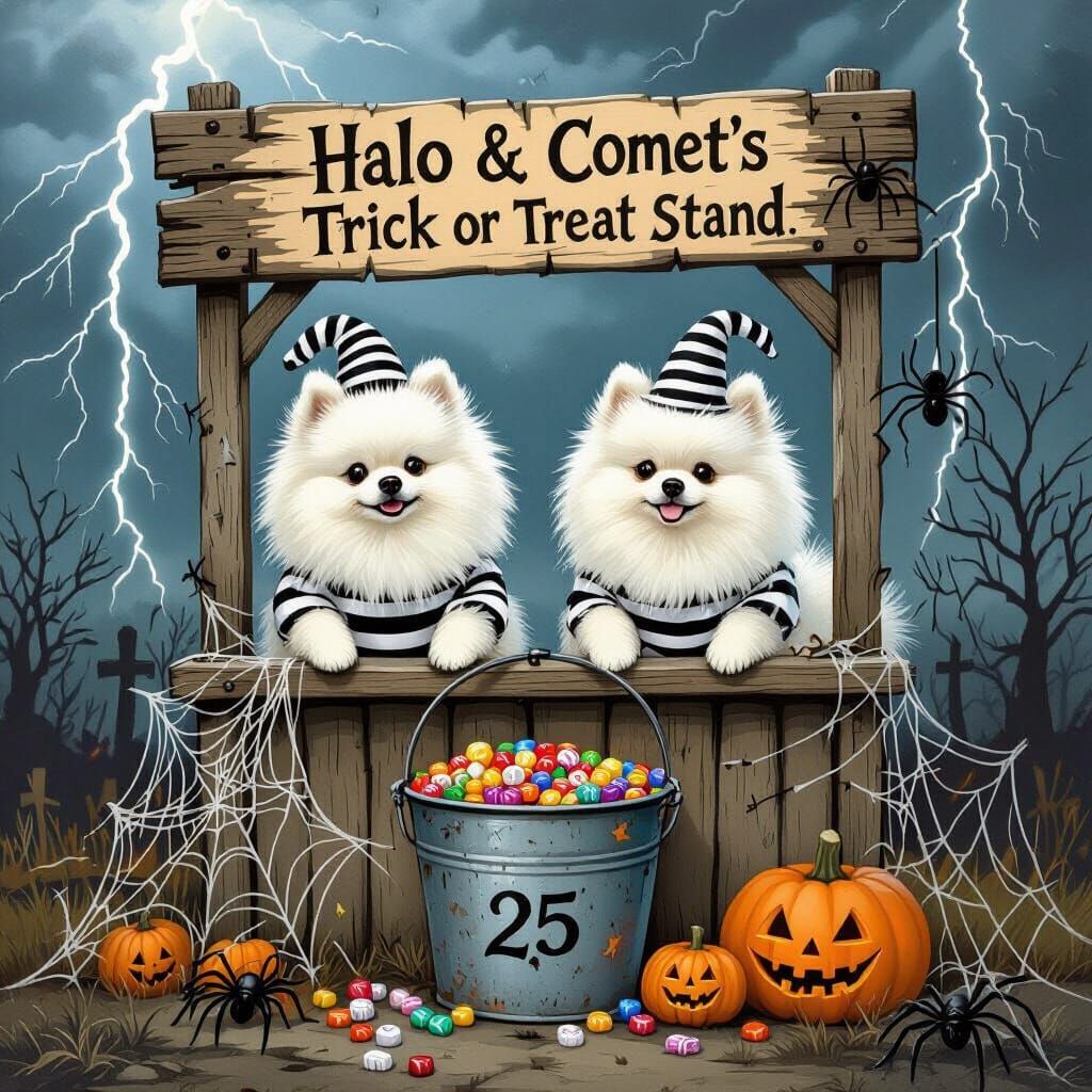 Pomeranians in Prisoner Outfits Run Haunted Trick-or-Treat S...