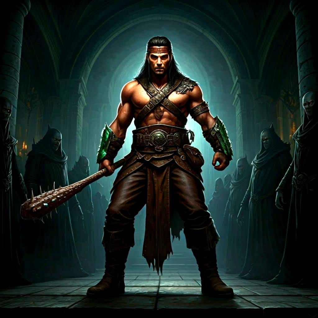 Dungeons and Dragons Warrior in Dark Brown Leather Armor