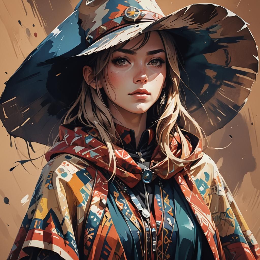 Manga-Inspired Portrait of a Young Federale Cowboy Maiden