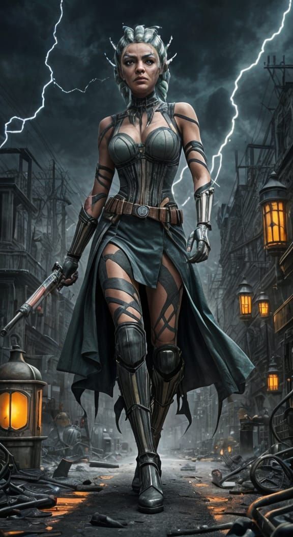 Cybernetic Ahsoka Tano as Frankenstein's Monster