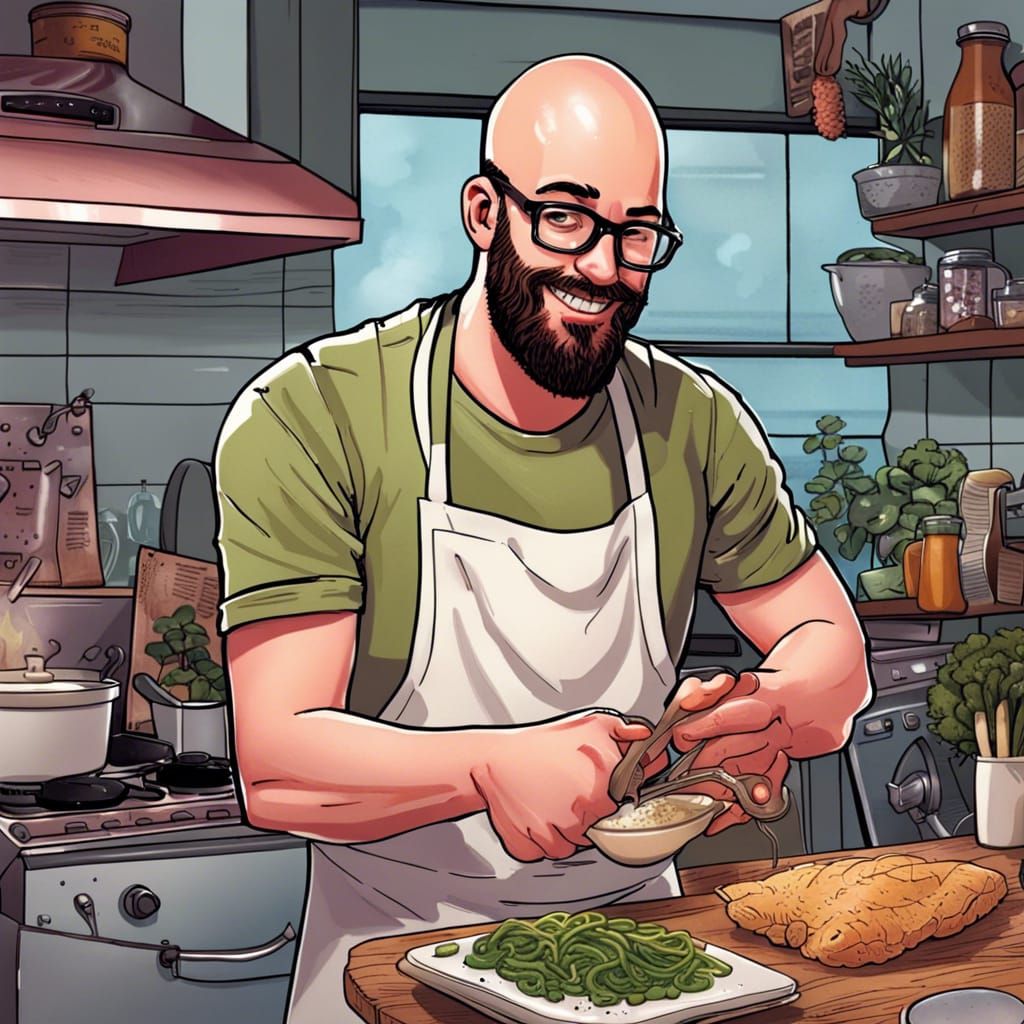 Portrait of a Respected Foodie Creator in Comic Book-Inspire...