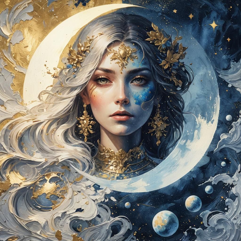 Golden Goddess Illuminated in Lavish Gilded Art