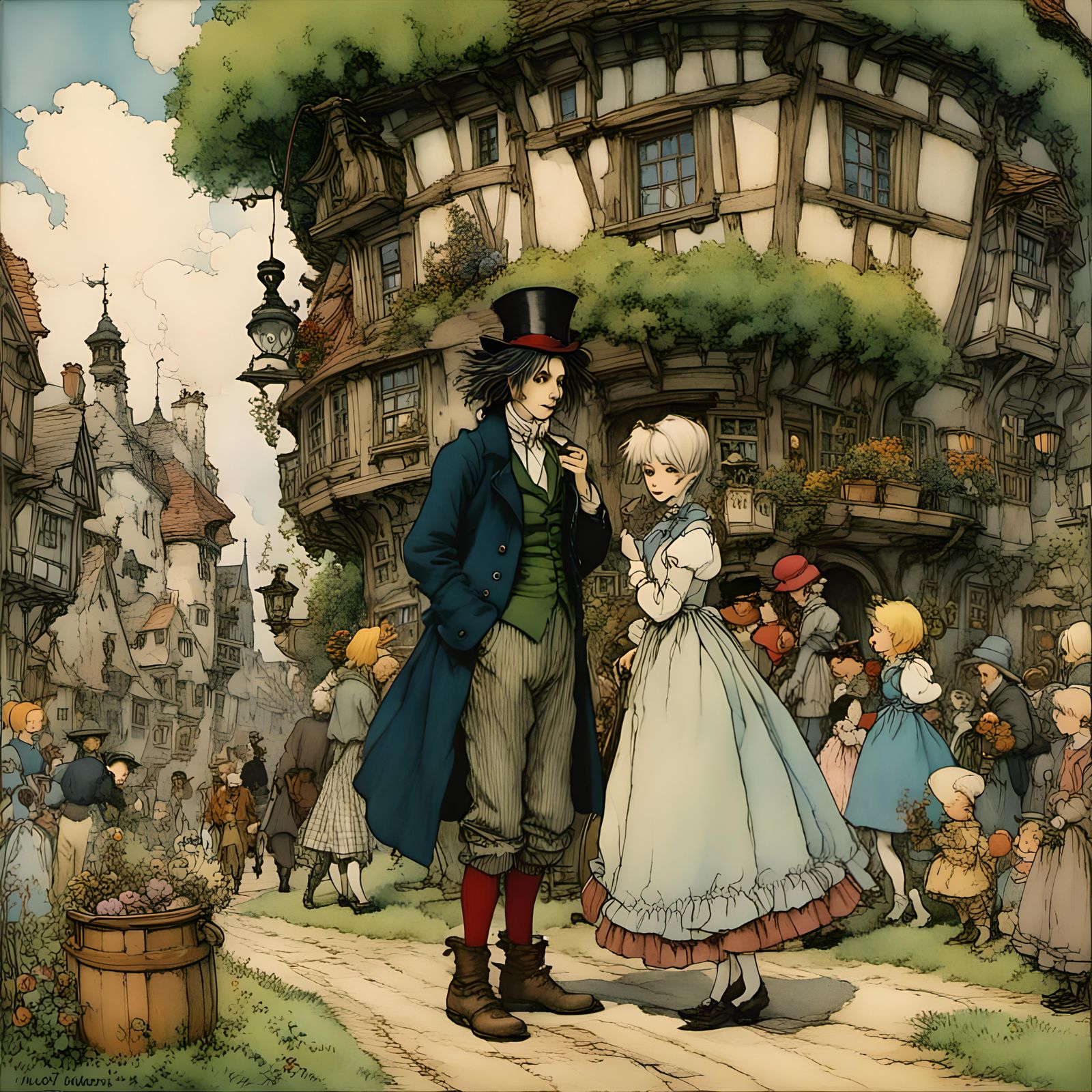 Howl's moving castle <lora:RackhamBurton1:1.0>