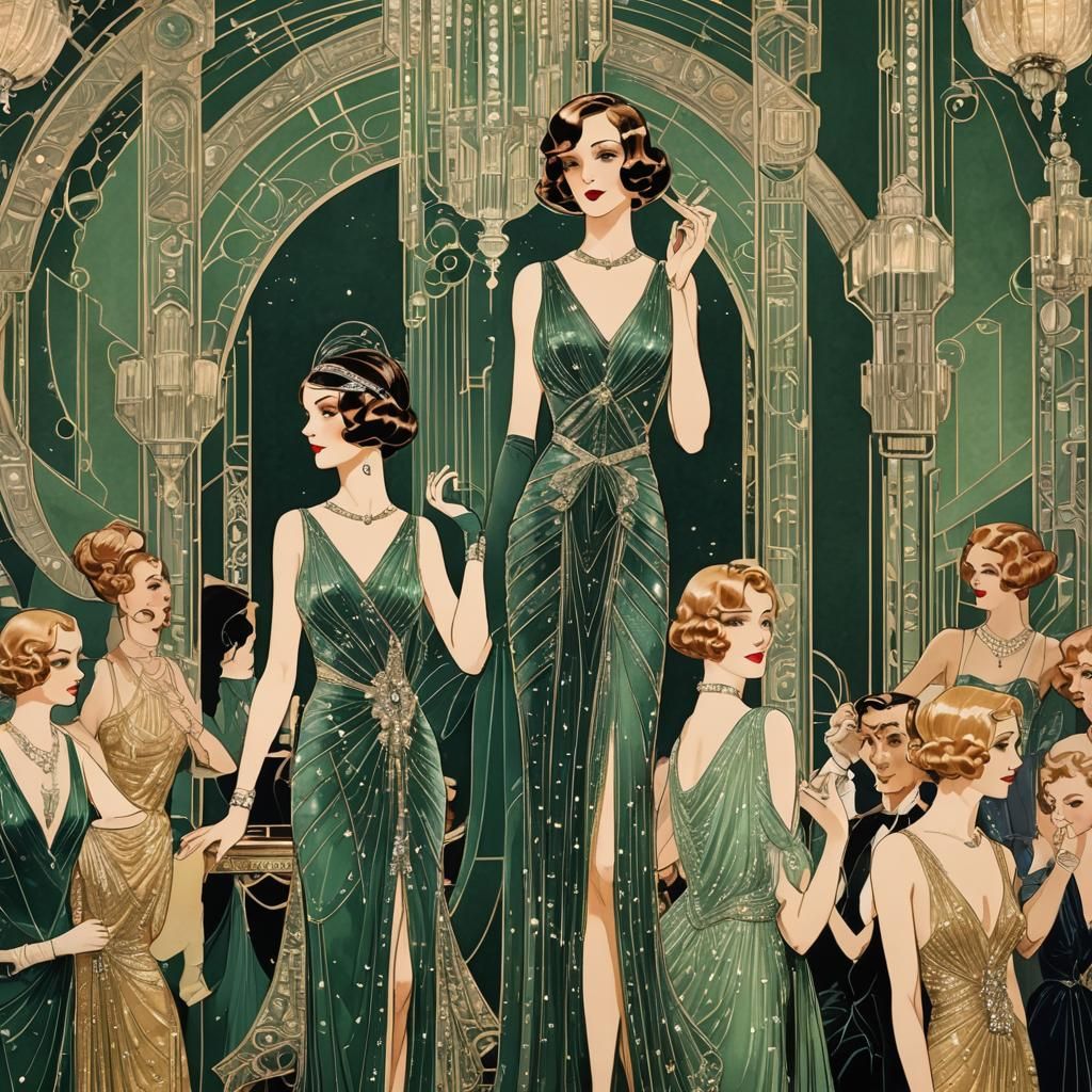 Lavish Art Deco Scrapbook Page with Intricate Designs and Lu...