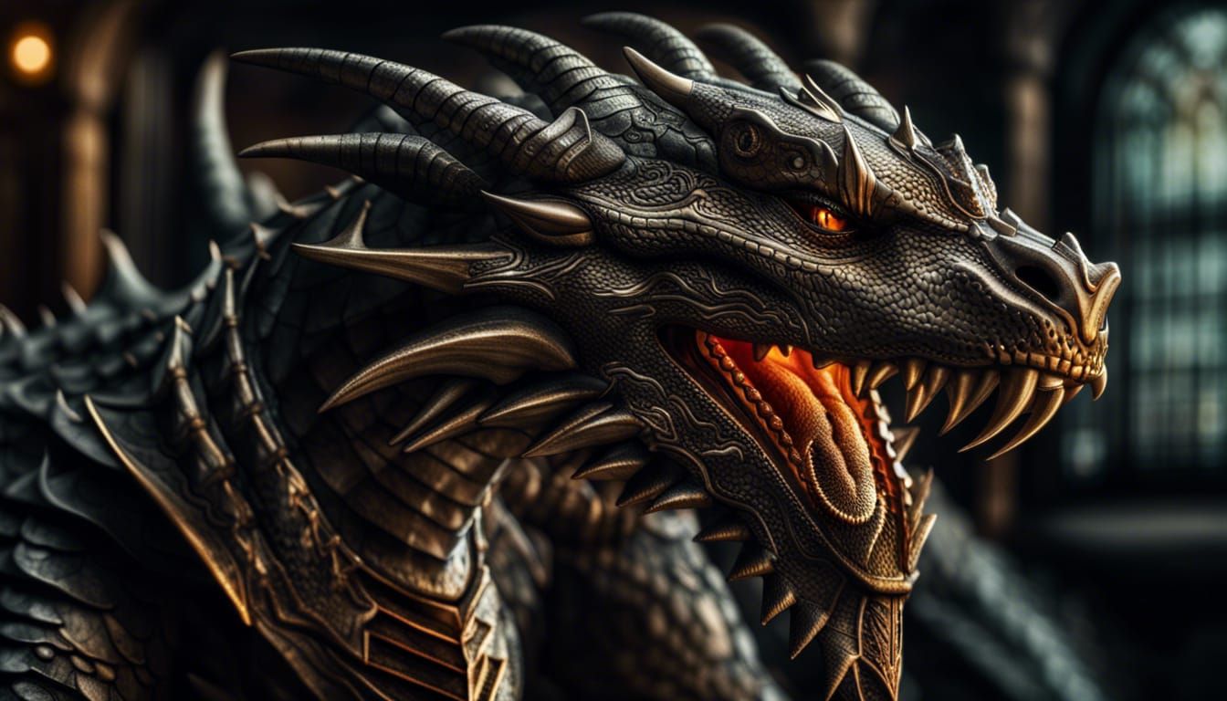 Hyperrealistic Armoured Dragon Portrait in Cinematic HDR