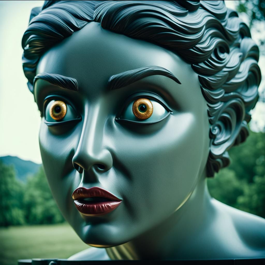 A Cinematic Statue of a Woman with Unforgettable Eyes