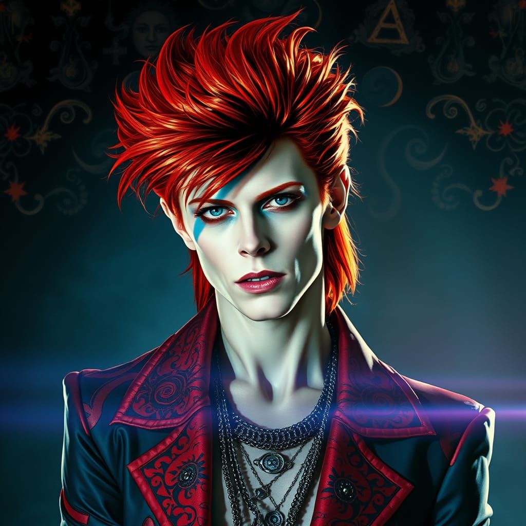 Glam Rock Star in Dark, Mystical Splendor