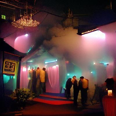 Glowing Neon Nightclub in a Hazy Smoky Atmosphere