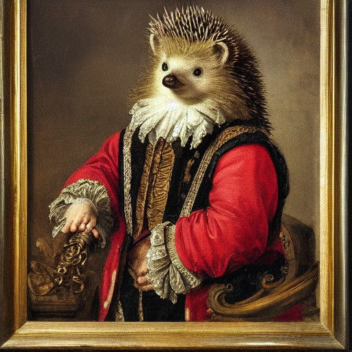 Baroque Hedgehog Scholar in 17th-Century Attire