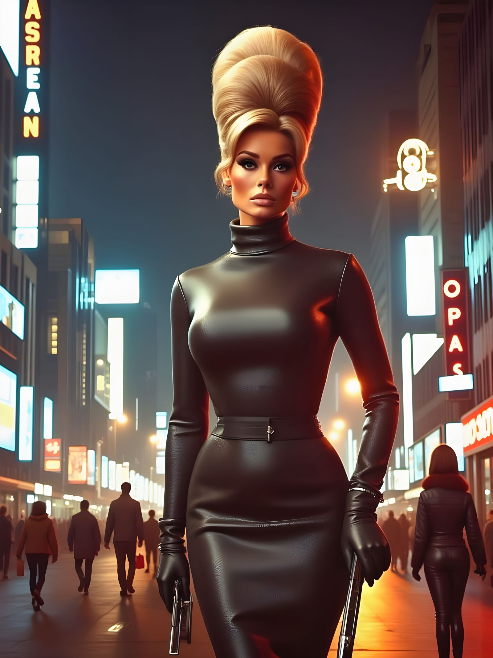 Futuristic 1960s Space Agent with Ray Gun