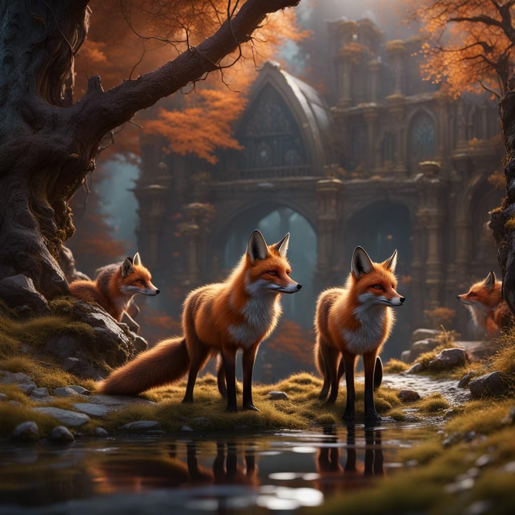 Fantastical Foxes in Dreamlike Landscapes
