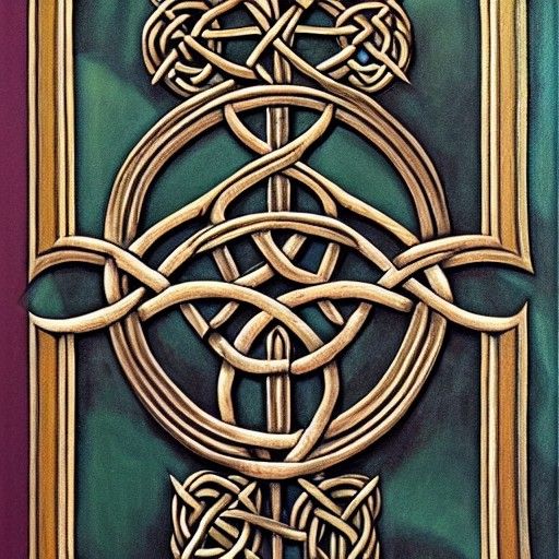 Ethereal Celtic Border in Intricate Oil Painting Style