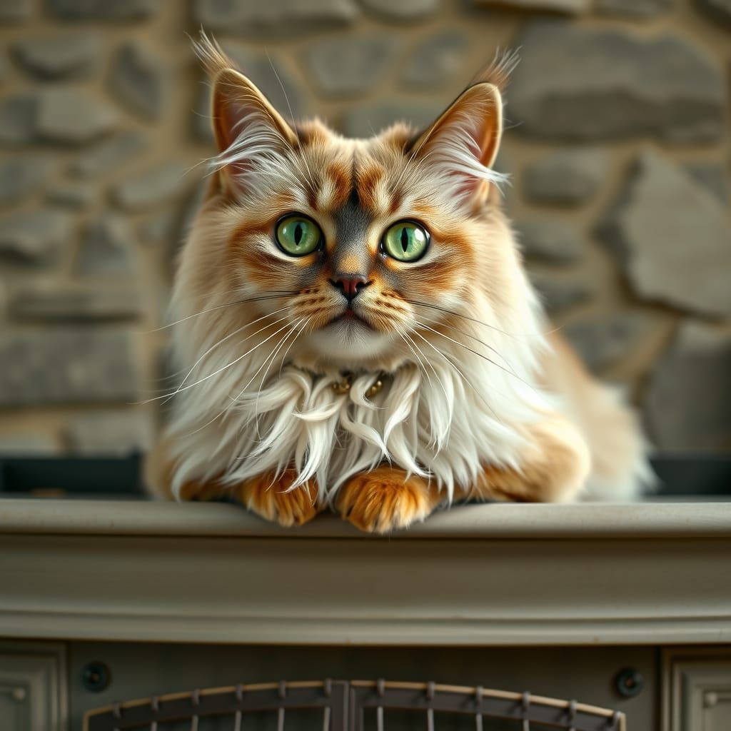 Gentle Persian Cat in Soft Focus, Inspired by Romanticism