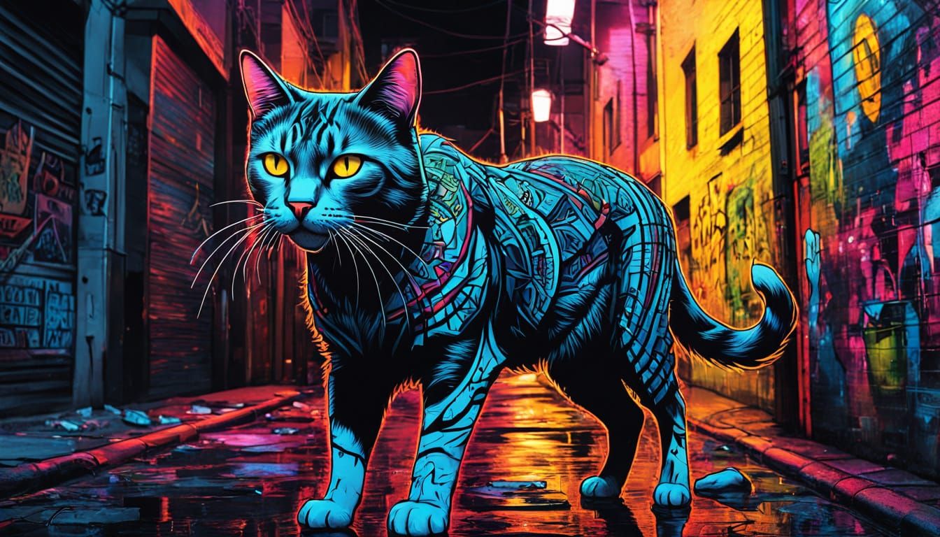 Killer Cat Queen in Urban Comic Book Art