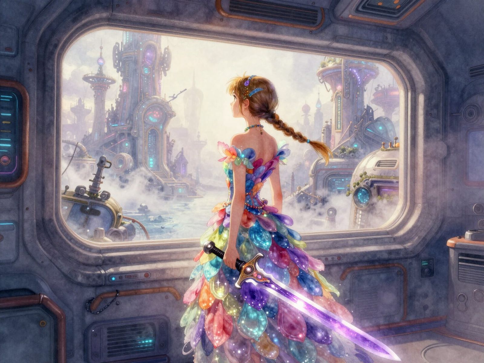 Hope Punk Princess with Bioluminescent Dress and Luminescent...