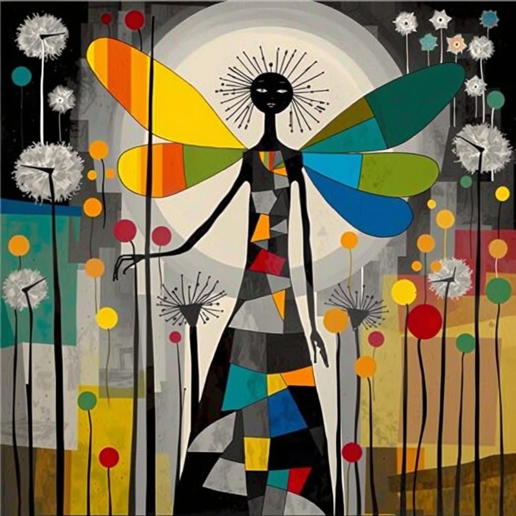 Goth Geometric Fairy in Dada-Inspired Black and White Photog...