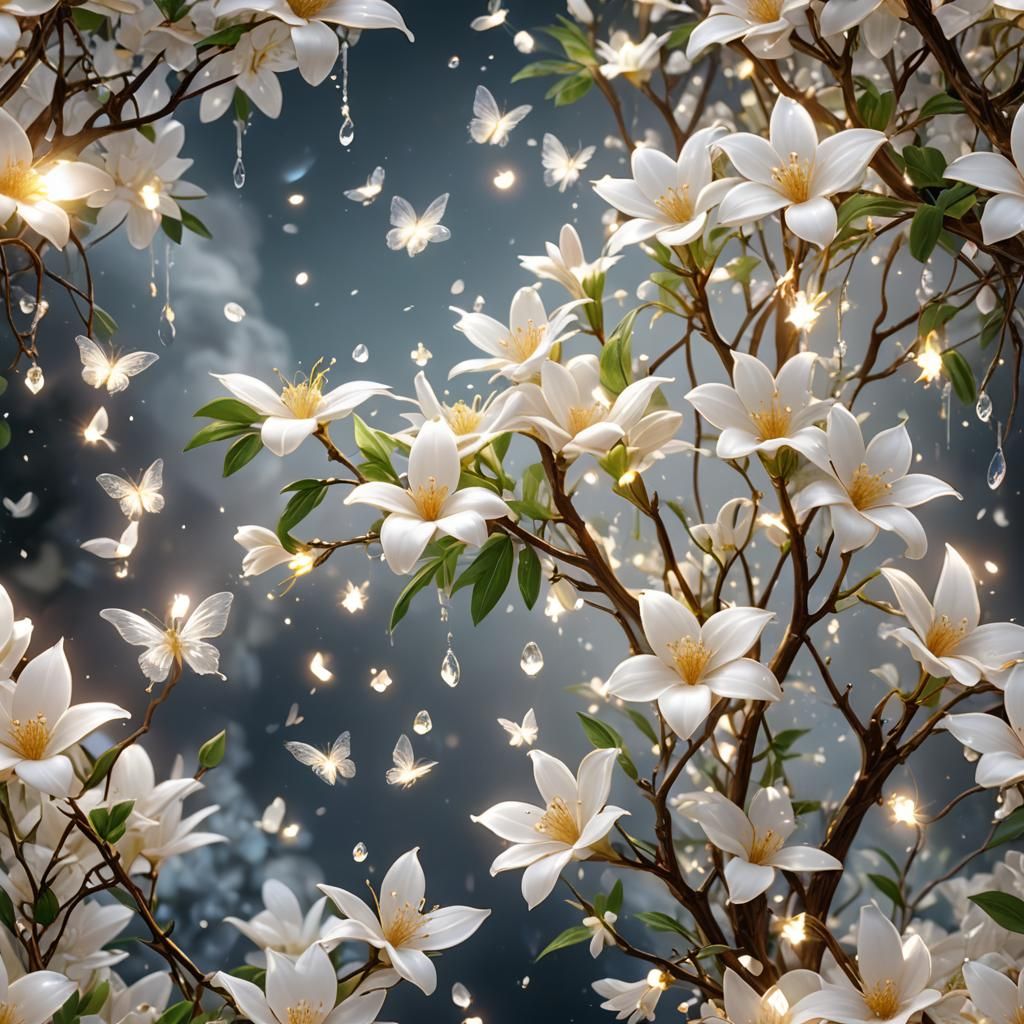 Majestic Jasmine Butterfly Takes Flight in Enchanted Crystal...