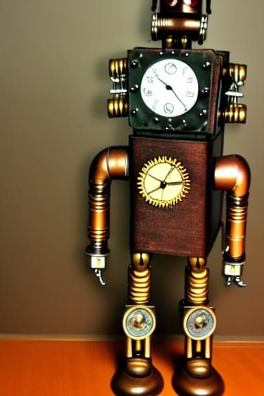 Steampunk Clockwork Robot of the 1950s