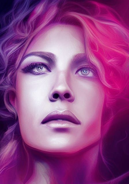 Ethereal Pink Portrait in Hyperrealistic Watercolour