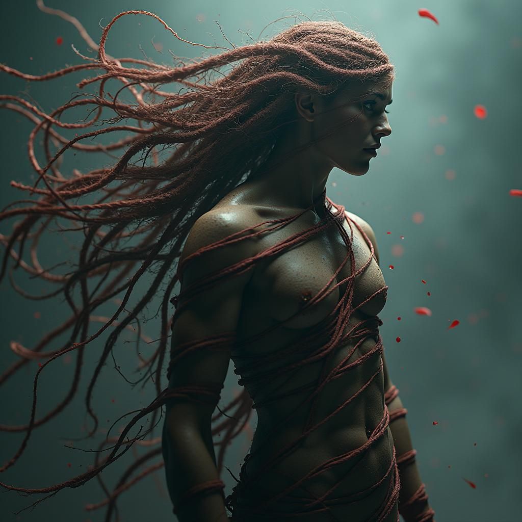 Trapped by Enchanted Tresses in Fantasy Art