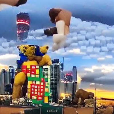 Giant Teddy Bear Devastates Lego City