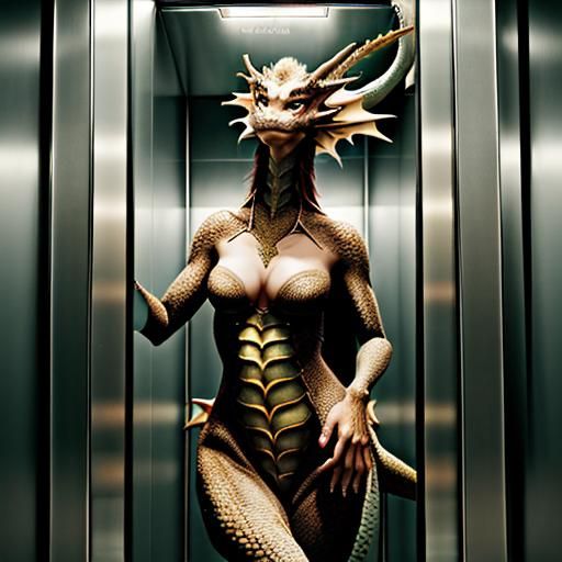 Anthro Female Dragon in a Modern Setting