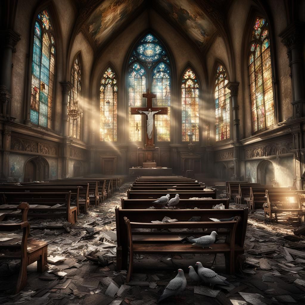 Abandoned barockstyle chapel, half open broken no roof... br...