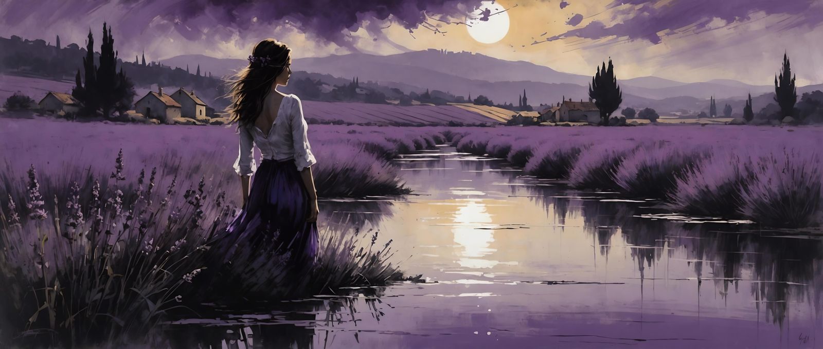 Ethereal Dreamer Among Lavender Fields