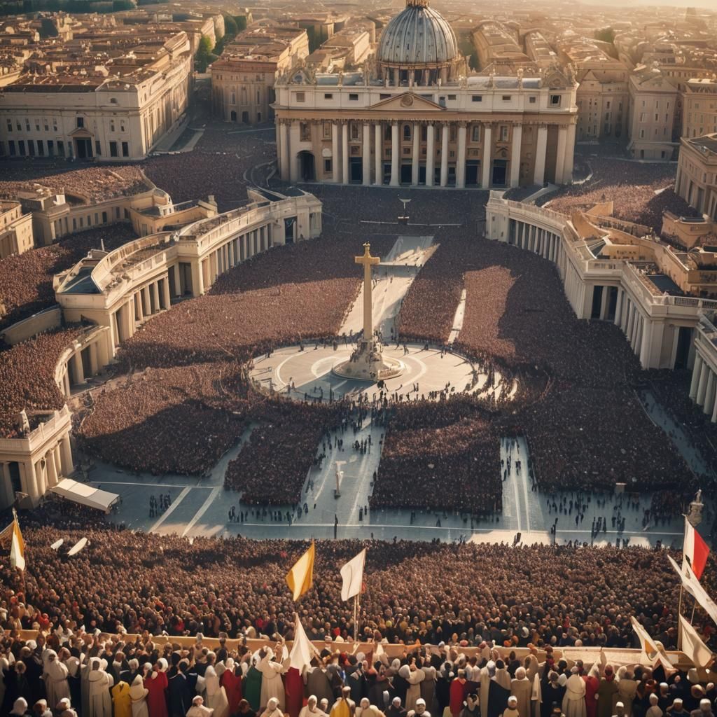 Millions Gather Before St. Peter's Square in Vibrant Vatican...