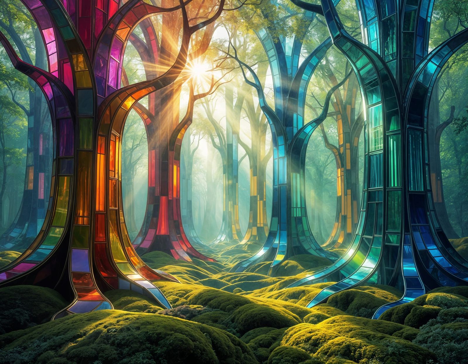 Glass Forest: A Surrealist Digital Illustration