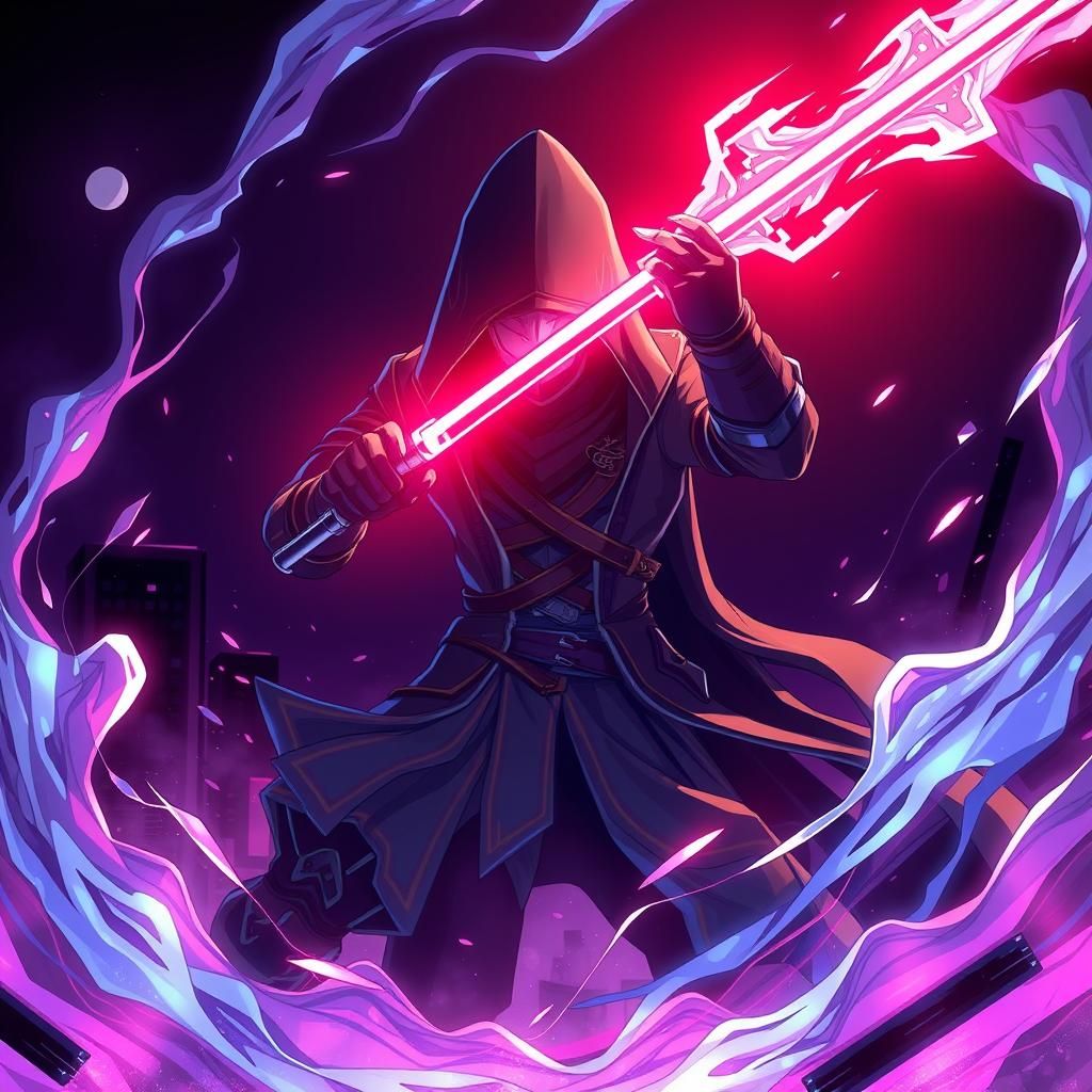 Surreal Manga Assassin Illuminated in Cinematic Flat Art Sty...