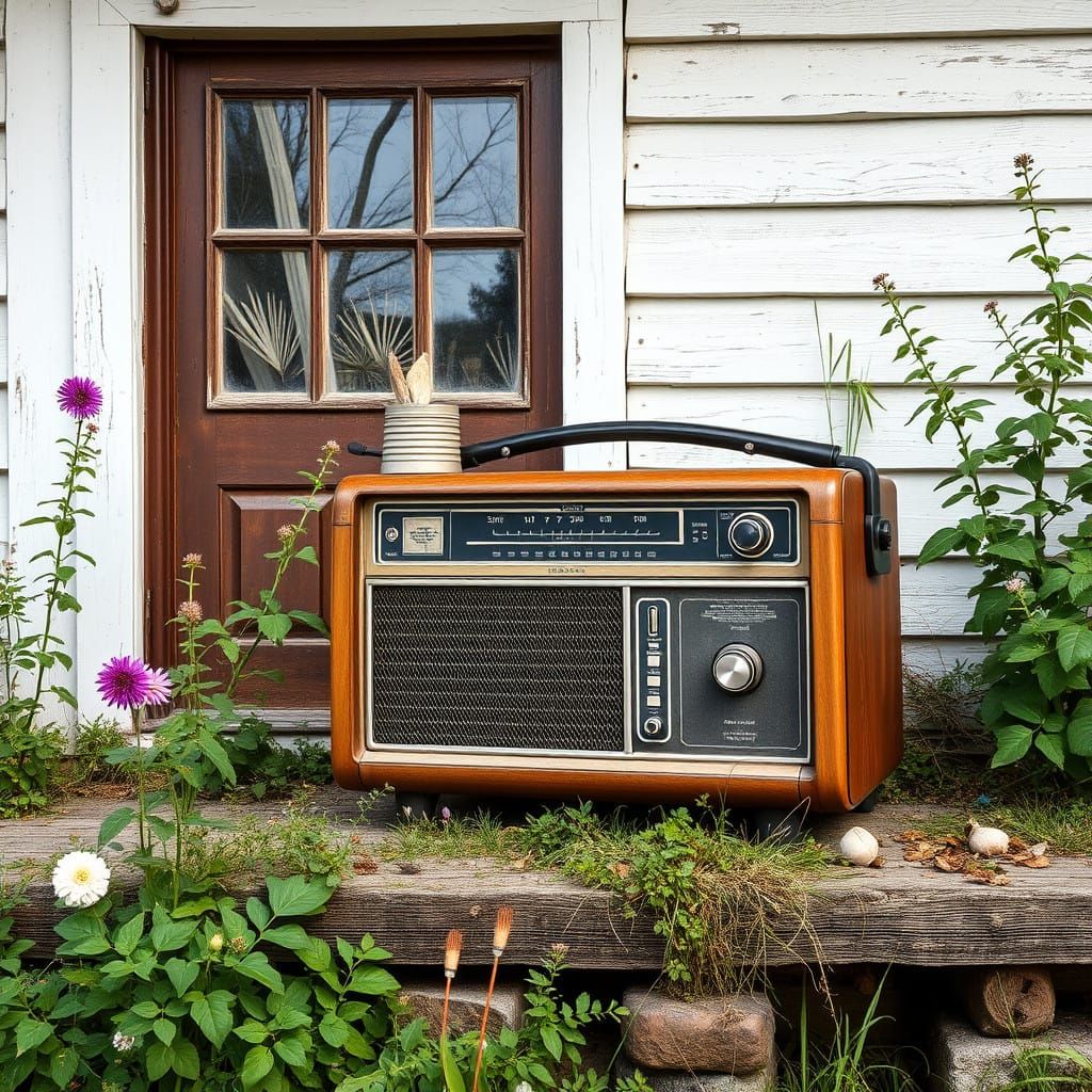 Vintage Radio on a Rustic Abode