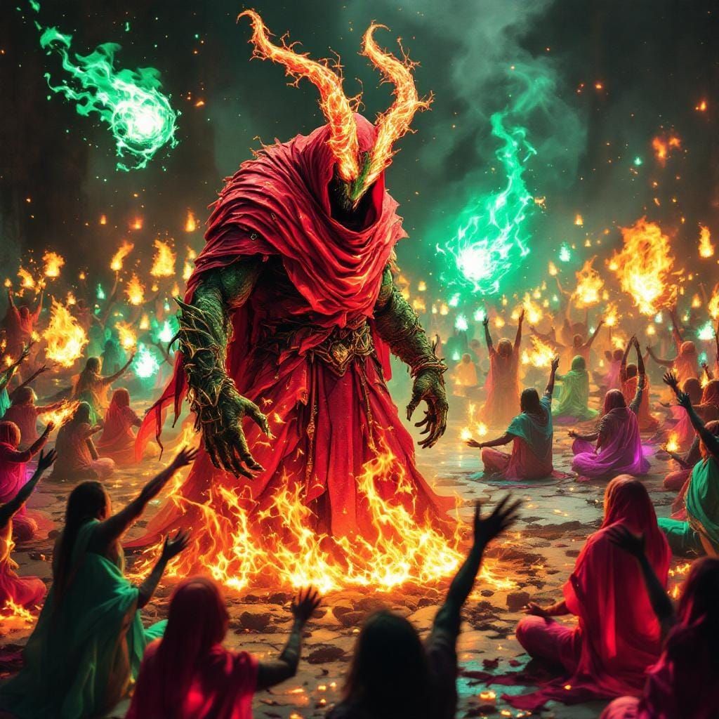 Fluorescent Cerval Conjuring Energy in Sci-Fi Battle