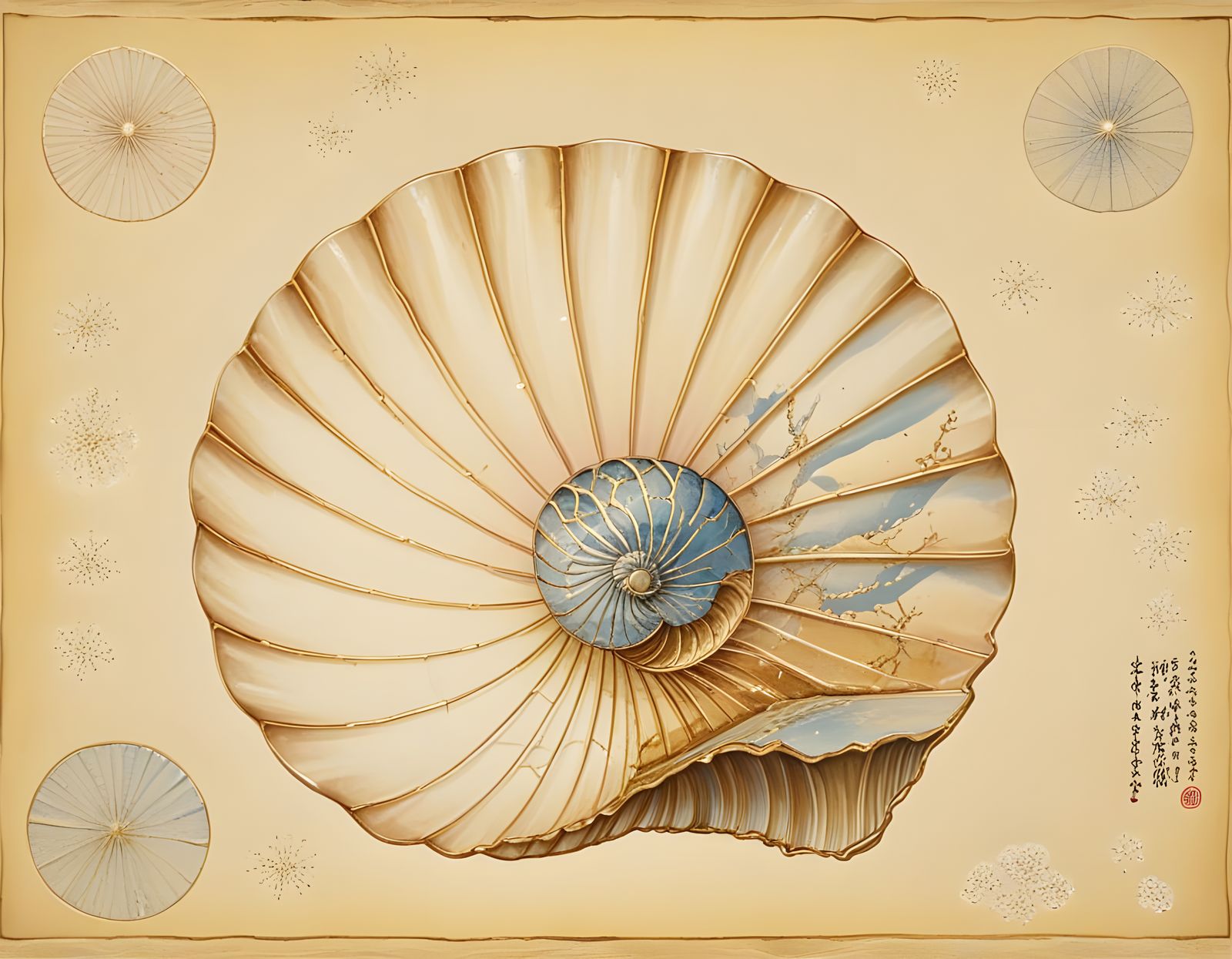 Giant Seashell for Listening to Angels in Kintsugi Style