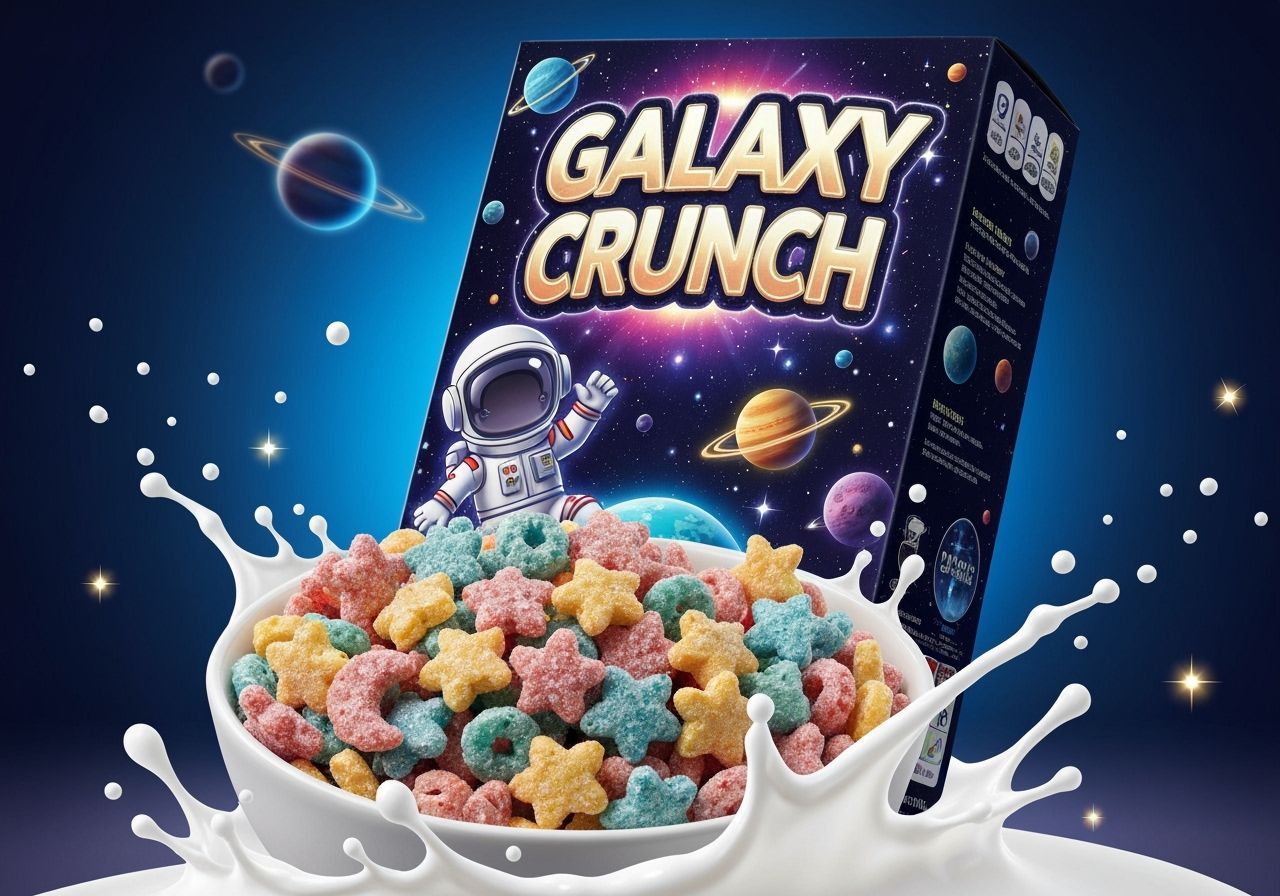 Galaxy Crunch Cereal: Futuristic Cosmic Breakfast