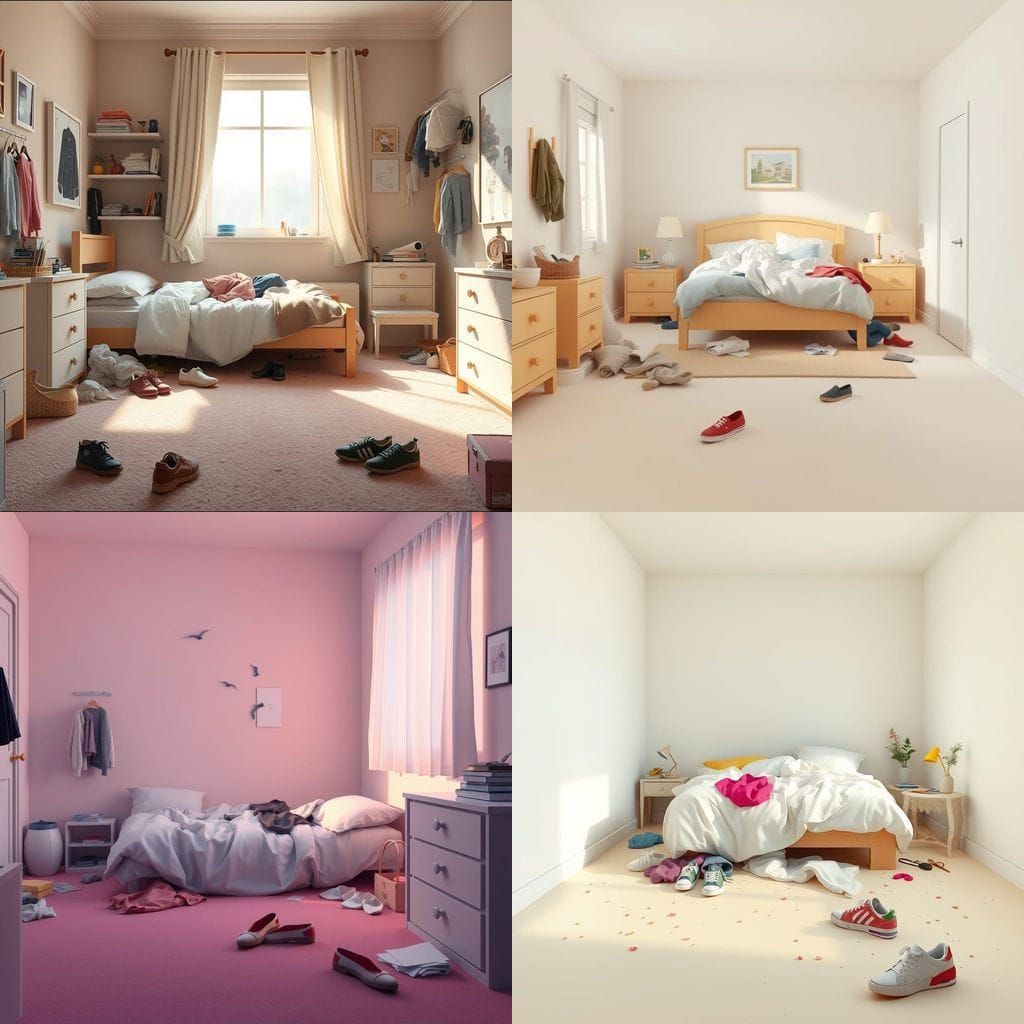 Surreal Juvenile Bedroom in a Dreamlike State