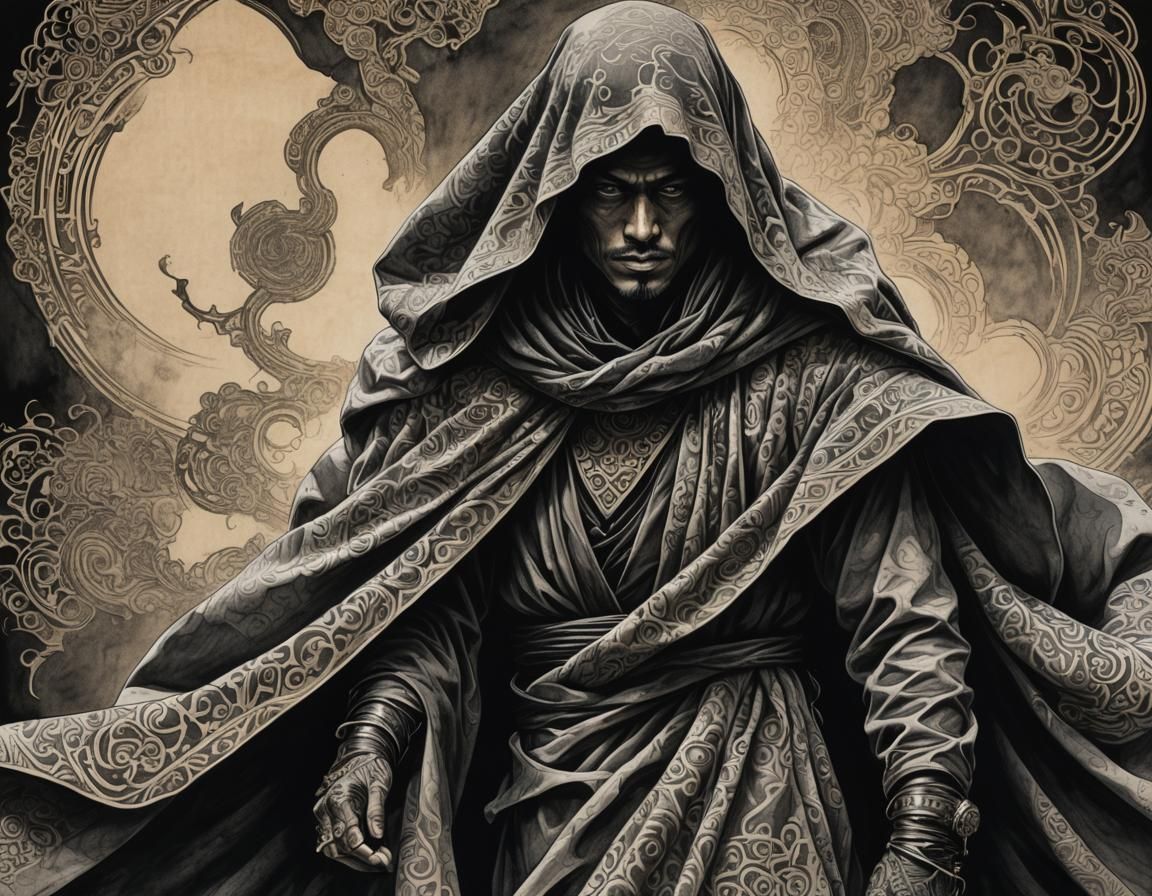 Surreal Cloaked Acrobat in Dynamic Moroccan Style