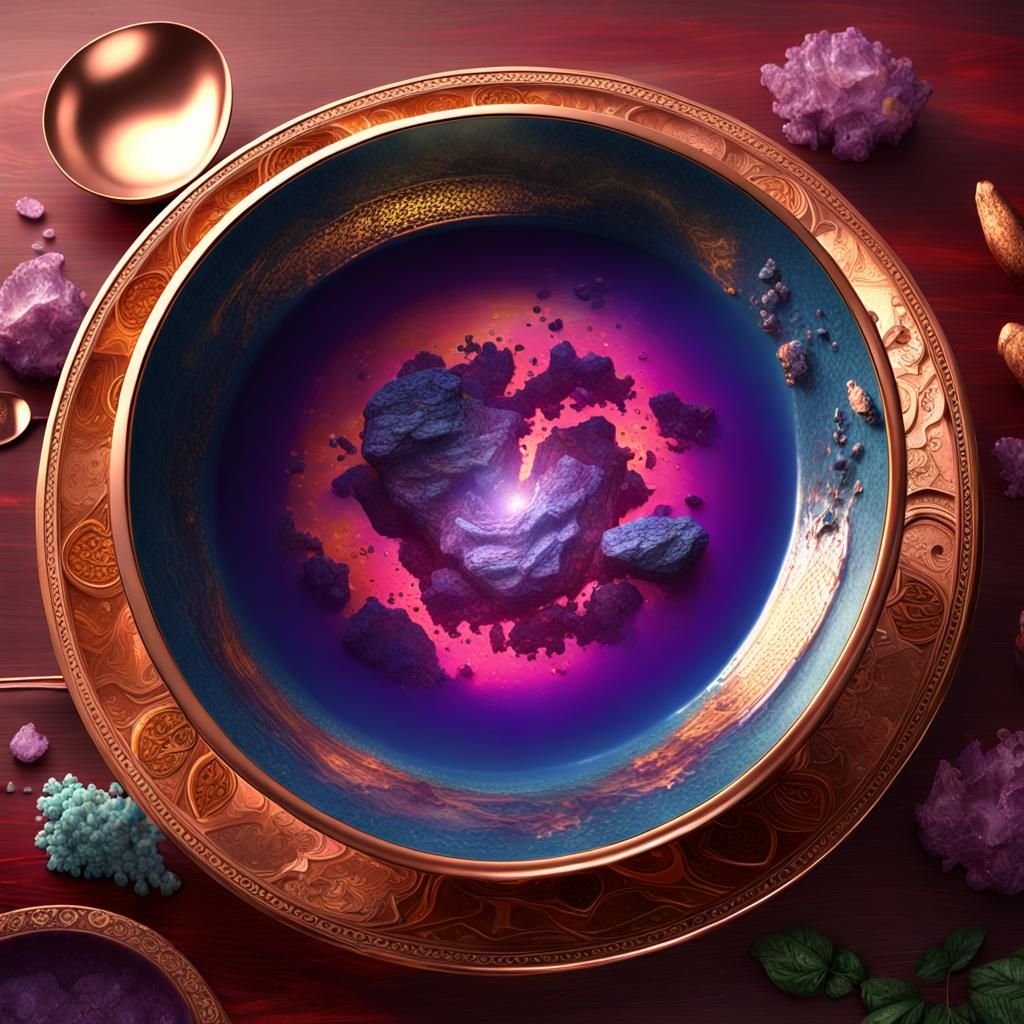 Vibrant Atlantis Landscape Steams in Golden Soup