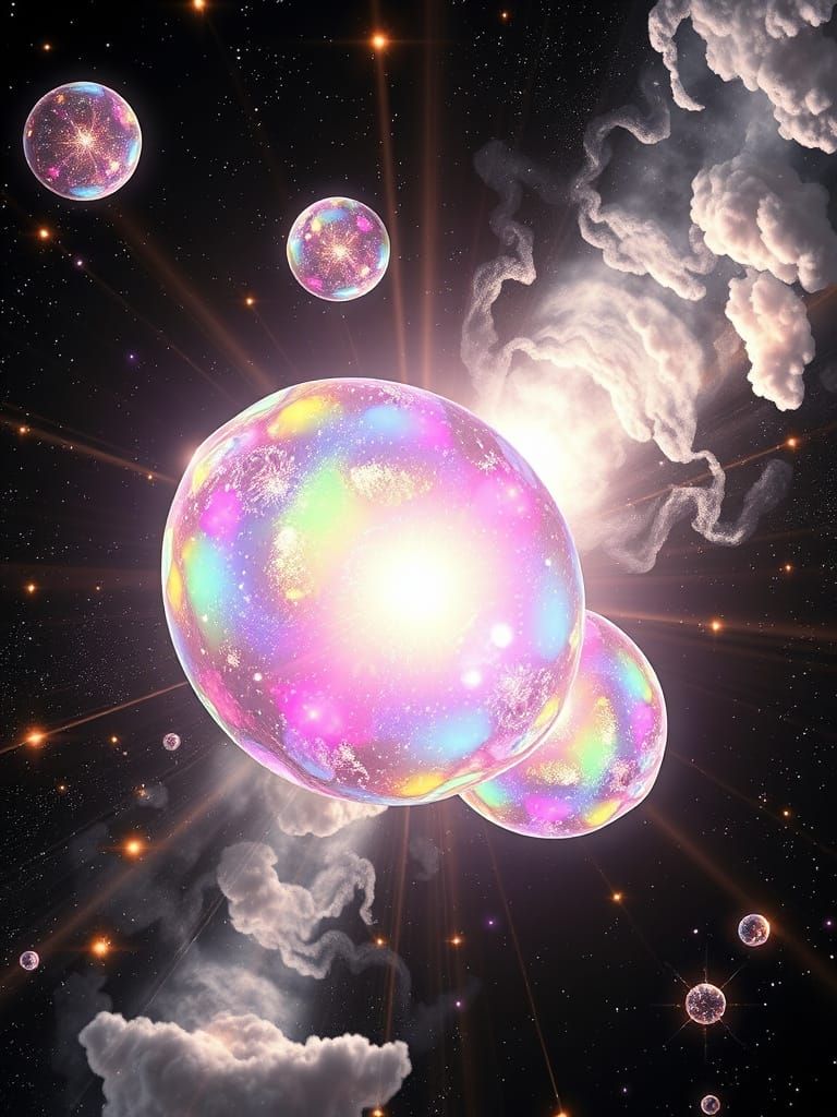 Surreal Rainbow Cosmos with Radiant Stars and Nebulas