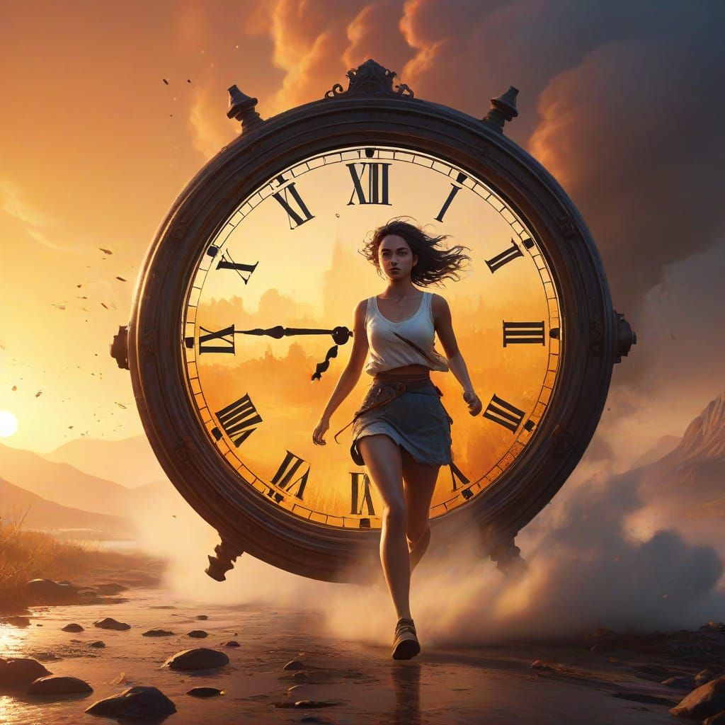 Fantasy Art: Person Running Late in Oil Painting