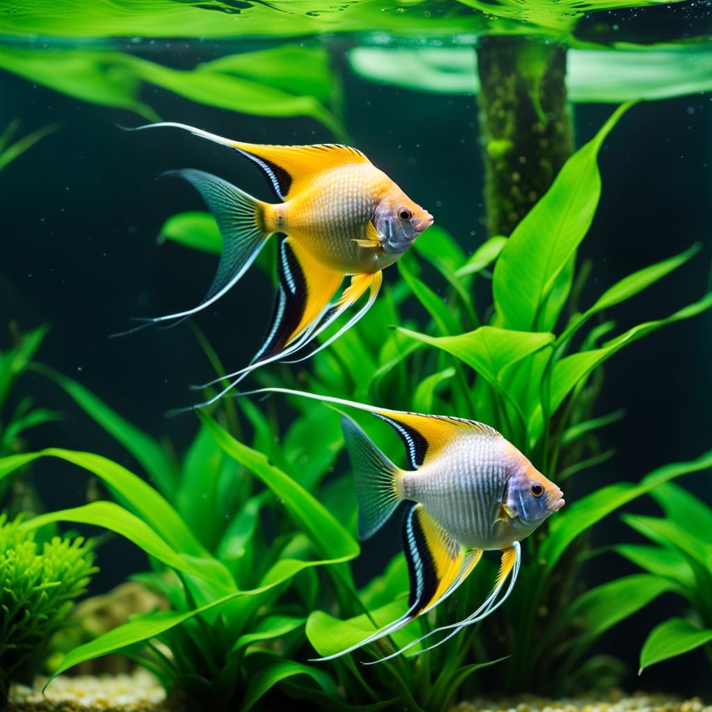 Aquarium, Freshwater Angelfish (Pterophyllum scalare)